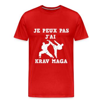 Je peux pas j'ai krav maga - T-shirt bio Premium Homme - rouge - Devant - Damien (186cm)