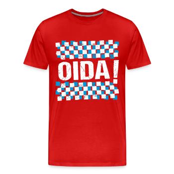 Oida Boarisch Bayern Oida! - Männer Premium Bio T-Shirt - Rot - Vorne - Damien (186cm)