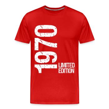 1970 limited edition - Männer Premium Bio T-Shirt - Rot - Vorne - Damien (186cm)