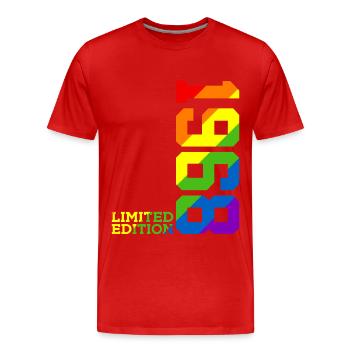 FIERTÉ DU 58E ANNIVERSAIRE QUEER DE LGBQ 1968 - T-shirt bio Premium Homme - rouge - Devant - Damien (186cm)