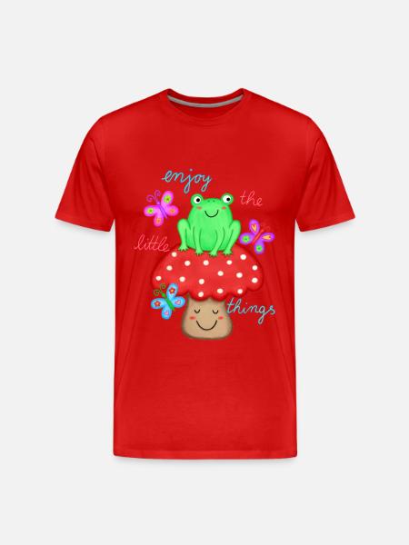 schöner Spruch Freude Glück Frosch auf Fliegenpilz - Männer Premium Bio T-Shirt - Rot