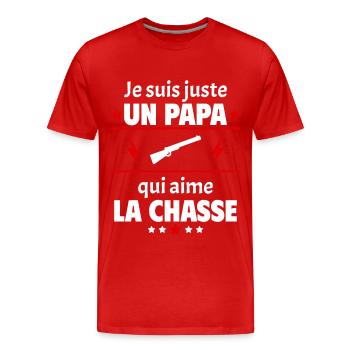 Juste un papa qui aime la chasse, chasseur, noël - T-shirt bio Premium Homme - rouge - Devant - Damien (186cm)