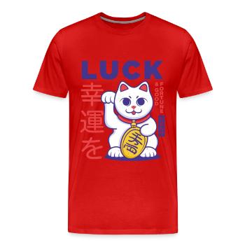 Glückliche japanische Katze - Männer Premium Bio T-Shirt - Rot - Vorne - Damien (186cm)