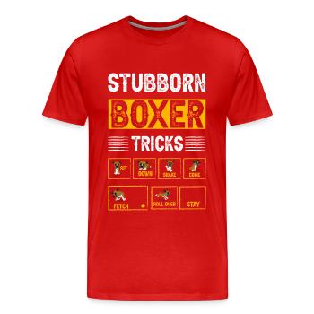 Stubborn Boxer Tricks - Men's Premium Organic T-Shirt - red - Front - Damien (186cm)