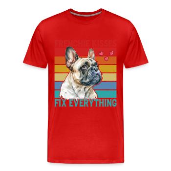 Frenchie Kisses fix everything - Men's Premium Organic T-Shirt - red - Front - Damien (186cm)
