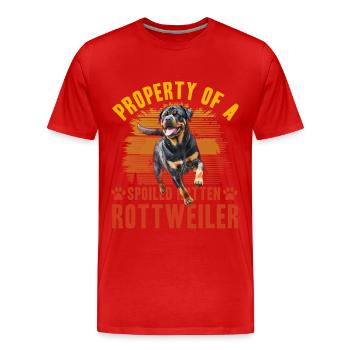 Propriété d’un Rottweiler pourri gâté - T-shirt bio Premium Homme - rouge - Devant - Damien (186cm)