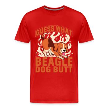 Guess what Beagle Dog Butt - Männer Premium Bio T-Shirt - Rot - Vorne - Damien (186cm)