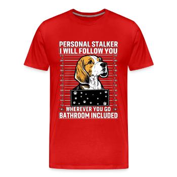Beagle Personal Stalker - T-shirt bio Premium Homme - rouge - Devant - Damien (186cm)