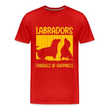 Labradors furballs og Happiness - Men's Premium Organic T-Shirt - red - Front - Damien (186cm)