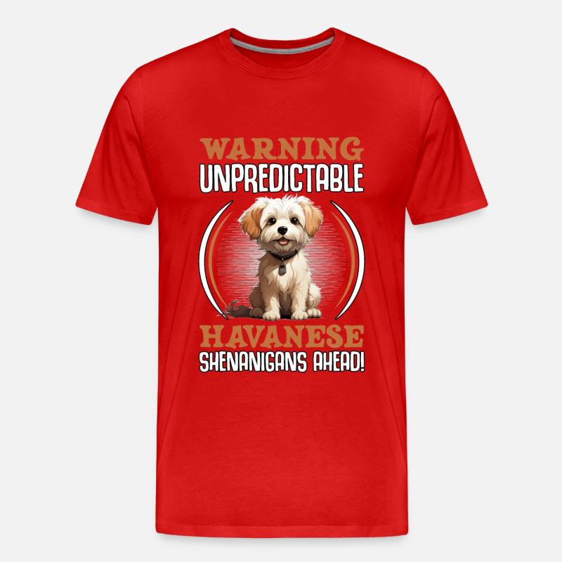 Warning unpredictable Havanese Shenanigans ahead - Männer Premium Bio T-Shirt - Rot