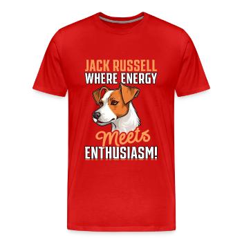 Jack Russell, là où l’énergie rencontre l’enthousiasme - T-shirt bio Premium Homme - rouge - Devant - Damien (186cm)
