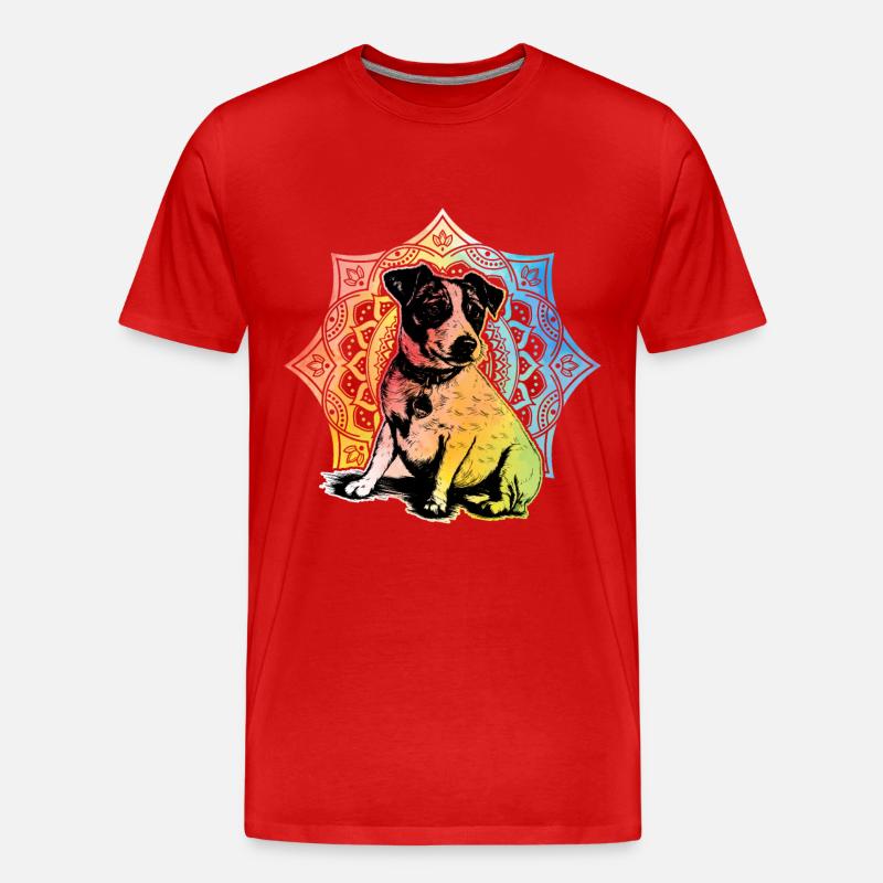 Jack Russell Retro - Männer Premium Bio T-Shirt - Rot