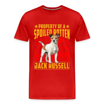 Propriété d’un Jack Russell pourri gâté - T-shirt bio Premium Homme - rouge - Devant - Damien (186cm)