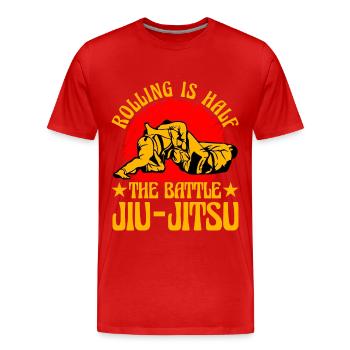 Rolling is half the battle Brazilian Jiu-Jitsu - Men's Premium Organic T-Shirt - red - Front - Damien (186cm)