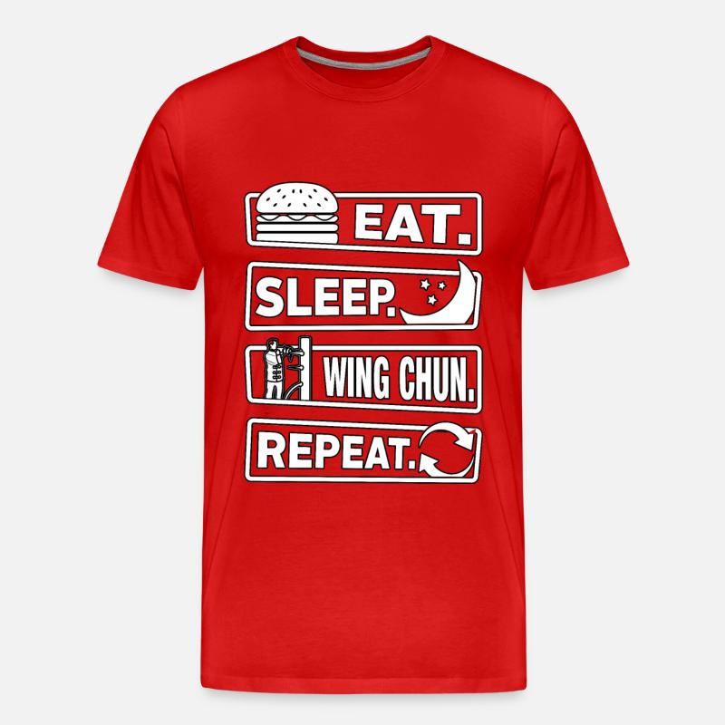 Manger dormir Wing Chun Répéter - T-shirt bio Premium Homme - rouge