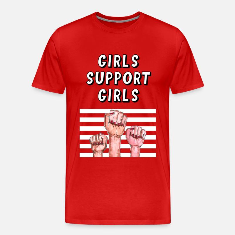 Mädchen unterstützen Mädchen - Männer Premium Bio T-Shirt - Rot