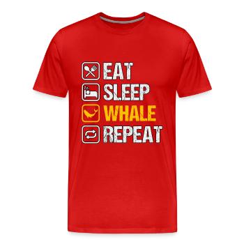 Essen Schlaf Wal Wiederholung - Männer Premium Bio T-Shirt - Rot - Vorne - Damien (186cm)