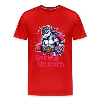 Boxen Einhorn - Männer Premium Bio T-Shirt - Rot - Vorne - Damien (186cm)