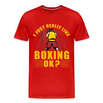Ich mag Boxen einfach sehr, okay? - Männer Premium Bio T-Shirt - Rot - Vorne - Damien (186cm)