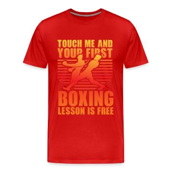 Berühre mich und deine erste Boxstunde ist kostenlos - Männer Premium Bio T-Shirt - Rot - Vorne - Damien (186cm)