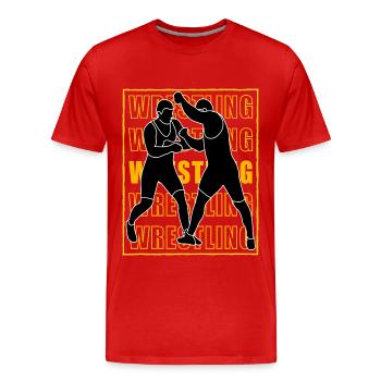 Lutte - T-shirt bio Premium Homme - rouge - Devant - Damien (186cm)