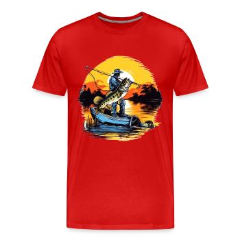 Bass Fish - Men's Premium Organic T-Shirt - red - Front - Damien (186cm)