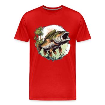 Bass Fish - Men's Premium Organic T-Shirt - red - Front - Damien (186cm)