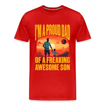Je suis le fier papa d’un fils génial - T-shirt bio Premium Homme - rouge - Devant - Damien (186cm)