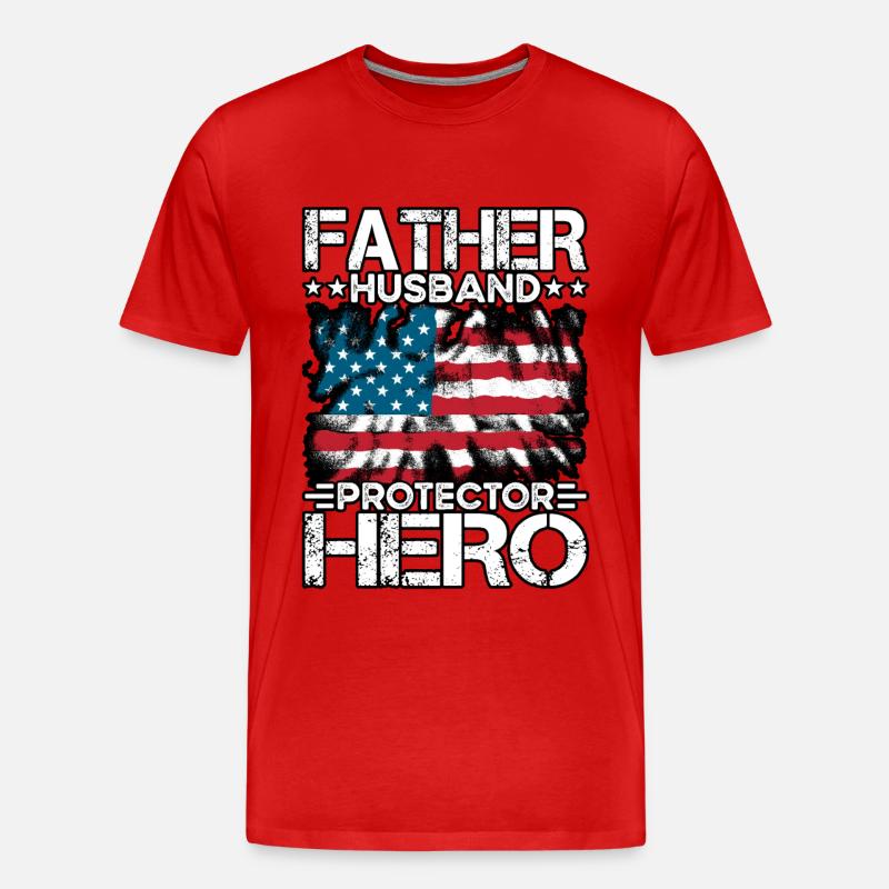 Vater, Ehemann, Beschützer, Held - Männer Premium Bio T-Shirt - Rot