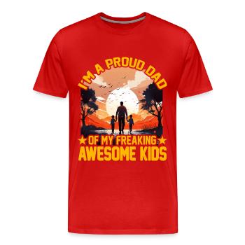 Je suis le fier papa de mes enfants géniaux - T-shirt bio Premium Homme - rouge - Devant - Damien (186cm)