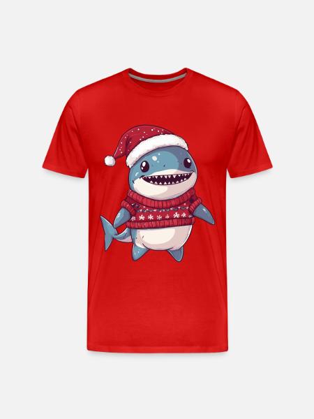 Shark Christmas Comic - Men's Premium Organic T-Shirt - red