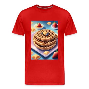 Großer Haufen Pfannkuchen - Männer Premium Bio T-Shirt - Rot - Vorne - Damien (186cm)