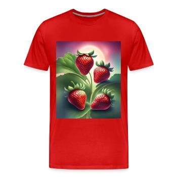 Quatre délicieuses fraises - T-shirt bio Premium Homme - rouge - Devant - Damien (186cm)