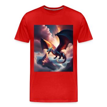 Drache fliegt über die Berge - Männer Premium Bio T-Shirt - Rot - Vorne - Damien (186cm)