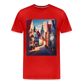 A walk in a city of Denmark - Men's Premium Organic T-Shirt - red - Front - Damien (186cm)