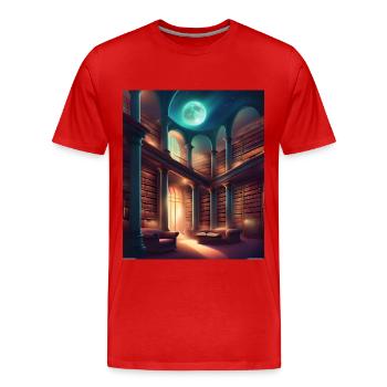 Fantasy library - Men's Premium Organic T-Shirt - red - Front - Damien (186cm)