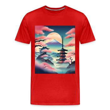 Beautiful japanese view - Men's Premium Organic T-Shirt - red - Front - Damien (186cm)