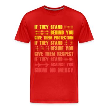 Wikinger-Sprichwort - Männer Premium Bio T-Shirt - Rot - Vorne - Damien (186cm)