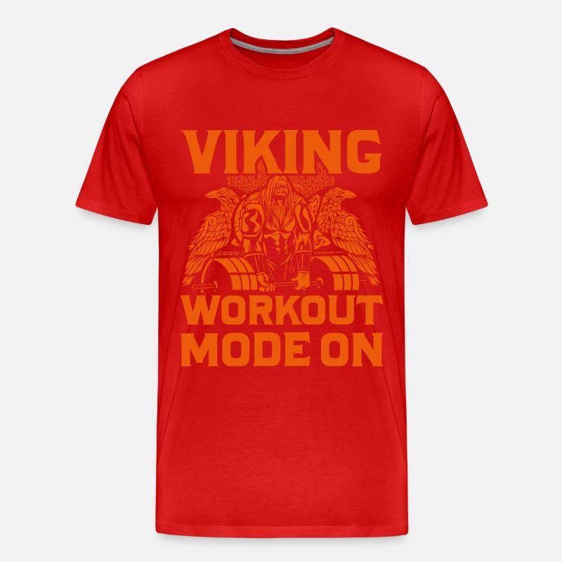 Viking Workout Modus Ein - Männer Premium Bio T-Shirt - Rot