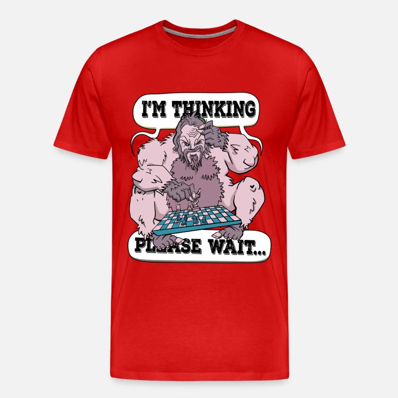 Ich denke, bitte warte Schach - Männer Premium Bio T-Shirt - Rot