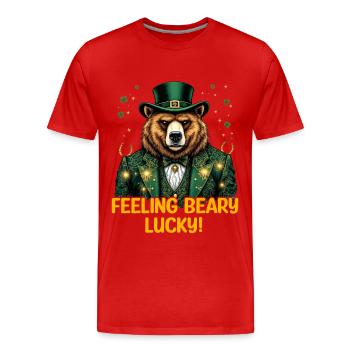 Se sentir chanceux - T-shirt bio Premium Homme - rouge - Devant - Damien (186cm)