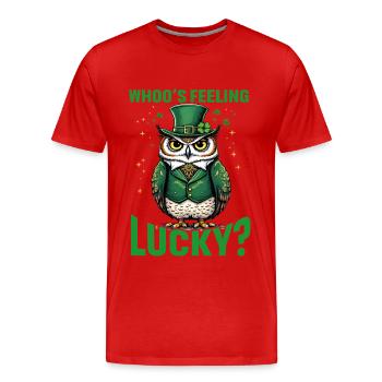 Qui se sent chanceux ? - T-shirt bio Premium Homme - rouge - Devant - Damien (186cm)