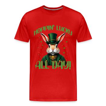 Happin chanceux toute la journée - T-shirt bio Premium Homme - rouge - Devant - Damien (186cm)