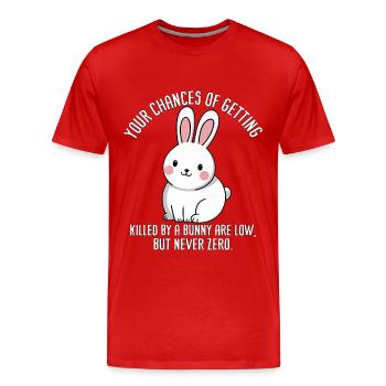 Die Chancen, von einem Kaninchen getötet zu werden, sind - Männer Premium Bio T-Shirt - Rot - Vorne - Damien (186cm)