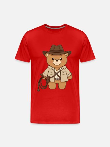 Teddy Bear Adventurer - Men's Premium Organic T-Shirt - red