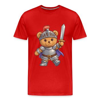 Teddy Bear Knight - Men's Premium Organic T-Shirt - red - Front - Damien (186cm)