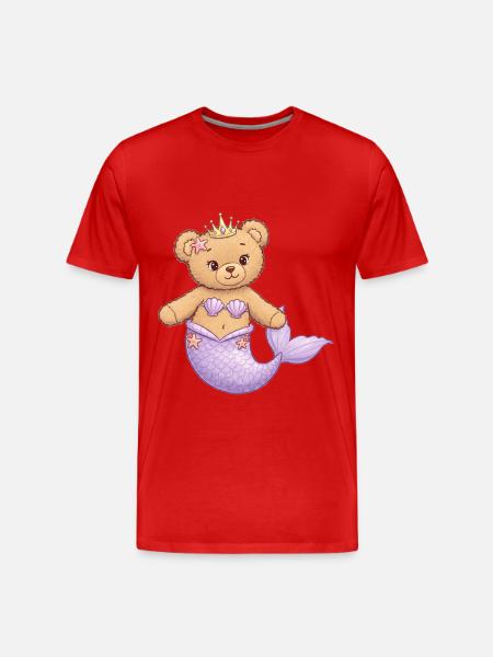 Ours en peluche Sirène - T-shirt bio Premium Homme - rouge