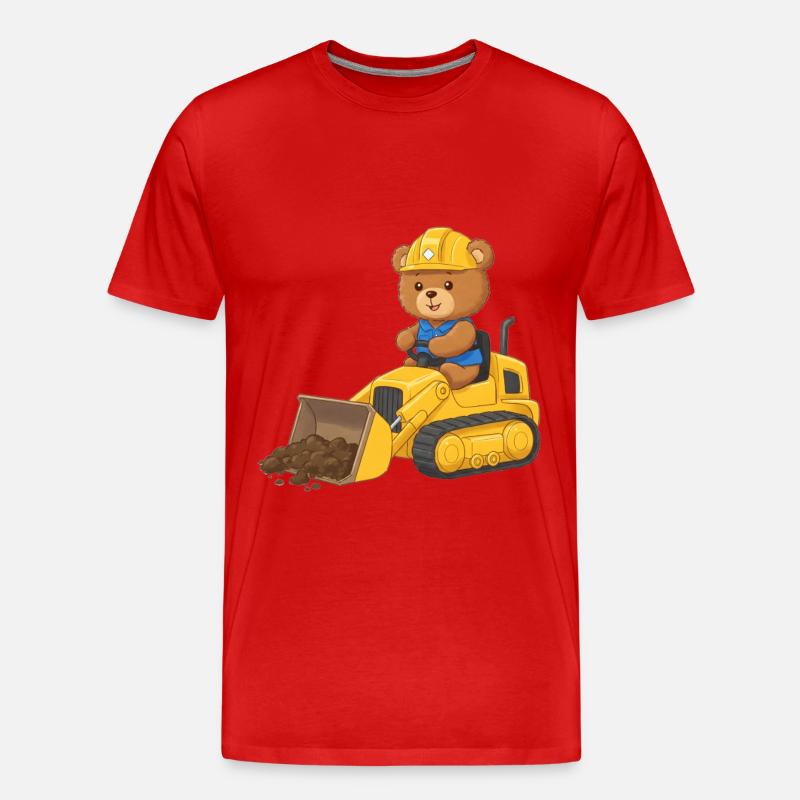 Teddybär Bauarbeiter - Männer Premium Bio T-Shirt - Rot