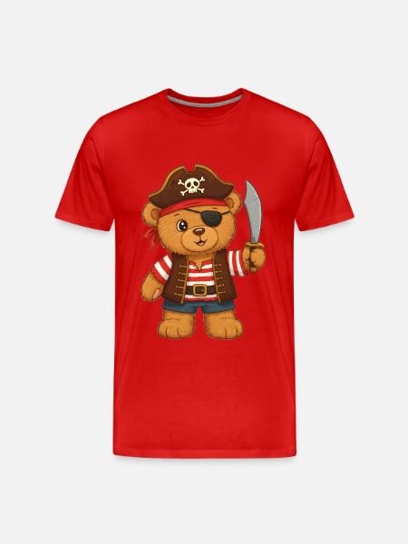 Teddy Bear Pirate - Men's Premium Organic T-Shirt - red
