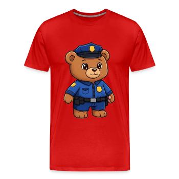 Teddy Bear Policeman - Men's Premium Organic T-Shirt - red - Front - Damien (186cm)